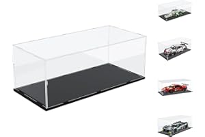 Nynelly Vitrine en acrylique transparent épais pour Lego 42156 42125 42096 à l'échelle 1/10 pour objets de collection à assembler - Boîte de présentation anti-poussière (base noire)