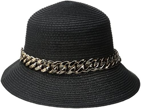 Physician Endorsed Women's Orlina Packable Hat with Asymmetrical Brim, Black/Gold, One Size