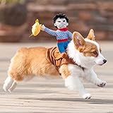Material suave, tela cómoda. NiQiShangMao Mascota Gato Vaquero Jinete Disfraz de Perro Perros de Halloween Chaqueta Ropa de Chihuahua