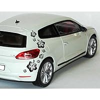 Folienaufkleber/Autoaufkleber Set ***Hibiskus Blumen/Blüten - 16teilig*** - (Größen und Farbauswahl)