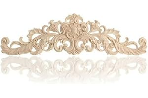 DAZZLEEX Apliques de madera tallada DIY decoración muebles sin pintar calcomanías europeas madera maciza piezas de flores largas decoración del hogar accesorios de talla
