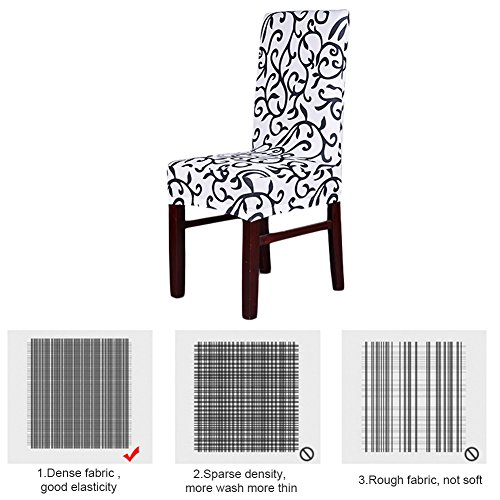 Lianle Stuhlhusse Stuhlüberzug Stuhlbezug Stretch Stuhl Husse Modische Strech Dining Chair Bezug waschbar Stuhl-Abdeckung für Hotel, Haus Dekoration, Hochzeitsessen(WhiteBlack) - 2