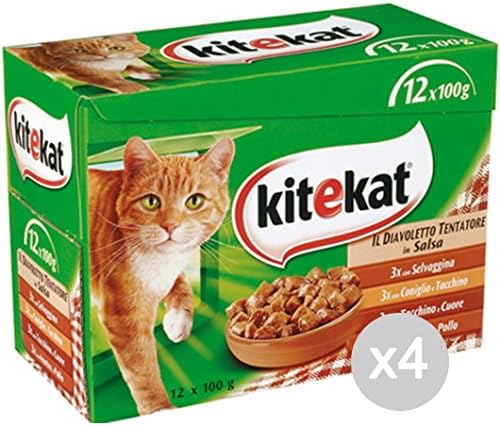 Set 4 KITEKAT Curious Cat 12 Bags Espl.Multi-Pak Food For Cats