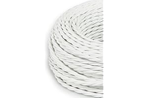 LAMORELL LIGHTDESIGN Cavo Elettrico Treccia/Trecciato Rivestito in Tessuto. Colore Bianco. Sezione 3x0.75 - 5 Metri
