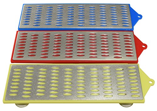 Dinok – großen 15,2 x 5,1 cm 3 PC Diamant Schleifstein Set mit Rutschfeste Saugfuß, perfekt für Schärfen Meißeln, Schärfen Holz arbeiten Tools, Schärfen Messer, grob, mittel und fein Schattierungen - 2