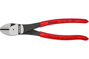 Knipex Alicates de corte diagonal de fuerza negro atramentado, recubiertos de plástico 200 mm (cartulina autoservicio/blíster) 74 01 200 SB