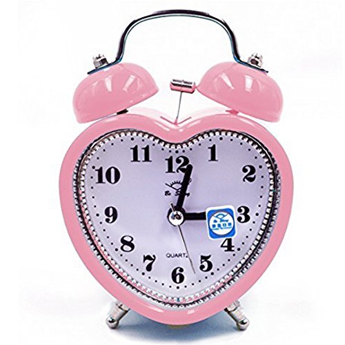 ashdown Twin Bell HeartShaped Desk Clock Silent Travel Alarm Clock
