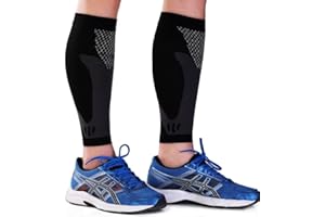 FairyPeach Medias Compresivas, Calcetines Compresion Mujer Hombre, Medias de Compresión varices, Pantorrilleras Compresion, Mangas Compresión,Calf compression sleeve Deporte, Running (negro, XL)