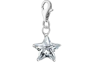 Quiges 925 Sterling Silver Stars Clip On Lobster Clasp Charm Pendant