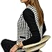 ipretty Women Houndstooth Jacket Short Zipper Cotton Coat Round Neck