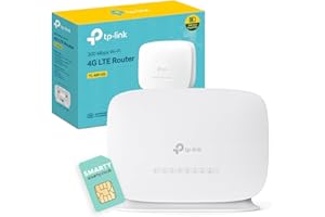 TP-Link TL-MR105 WiFi 4G Router with Free SIM Card, N300Mbps Wireless 4G Cat4 LTE Network, Ethernet Port, Mobile WiFi Router, External Antenna Ports, Plug & Play