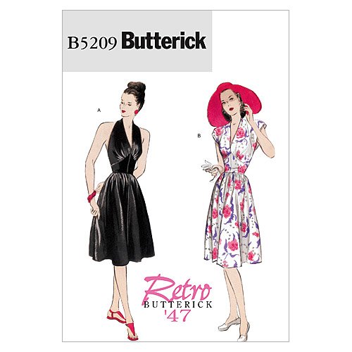 Butterick B5209 - Patrón de Costura para Confeccionar Vestido Retro de Mujer (2 Modelos Diferentes) [en inglés y alemán]