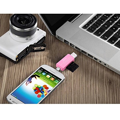 Micro USB OTG to USB 2.0 Adapter; SD/Micro SD Card Reader with standard USB Male & Micro USB Male Connector for Smartphones/Tablets with OTG Function(Pink) - 2