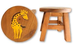 WINSHIDEN Thai Gifts Childrens Wooden Stool - Giraffe