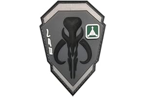 TOPPATCH Toppa tattica 3D in PVC e gomma, motivo cacciatore di taglie mandaloriano, con retro a gancio, colore grigio