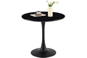 buybyroom Small Round Dining Table Scandinavian Modern Bar Table, Ideal for Kitchen, Dining Room and Living Room, Black