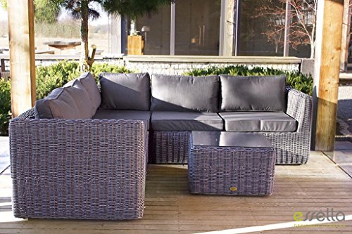 Preisvergleich Produktbild essella Polyrattan Garnitur Oslo in Grau-Meliert