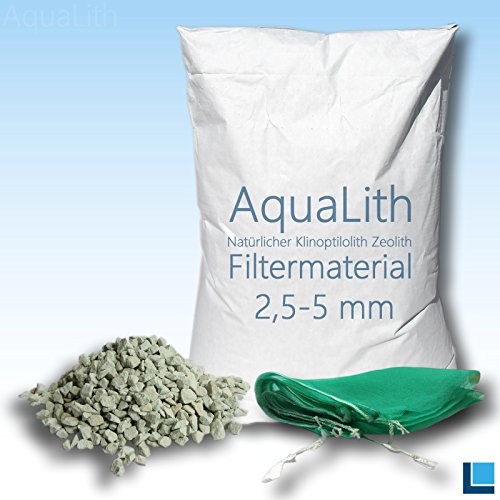 25kg Filtermaterial Zeolith 2,5-5 mm inkl. 2 x Filternetzbeutel für Koiteiche, Gartenteiche, Zierteiche und Schwimmteiche