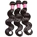 Longqibeauty®100%Brazilian Hair Mixed Length 3bundles Body Wave Multiple Choices 8-30inch Virgin Brazilian Human Hair Extension Unprocessed Natural Black Color for Women (14inch 16inch 18inch)