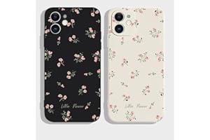 JIUWANG (Opakowanie 2 szt) Etui do iPhone 11 Kwiaty, Miękki TPU Odporny na Wstrząsy, Cover Phone Case Flowers Design Aesthetic Elegant dla Kobiet Dziewcząt - 1 Biały + 1 Czarny
