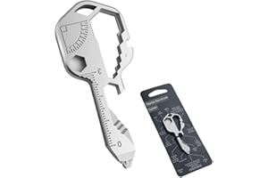 EMHTHME 24-in-1-Multifunktionsschlüssel-Schlüsselwerkzeug, tragbares Outdoor-Werkzeug mit Edelstahlanhänger, Outdoor, Camping, Radfahren, Bergsteigen Schraubenschlüsselwerkzeug (silber)