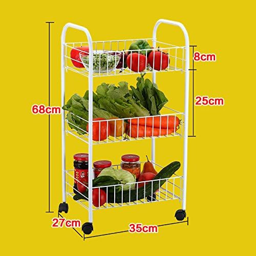 MJKZL Vegetable Rack Fruit Basket Kitchen Shelves, Storage Storage Carts Removable wheeled racks,Three layers,35cm