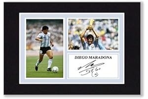 RJR PRINTS A4 Mounted Signed Diego Maradona - Argentina Photo Montage - With Pre Printed Autograph - Ready To Be Framed - Artwork, Wall Art World Cup Football Memorabilia