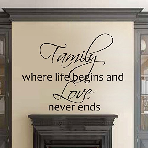 Family Where Life Begins and Love Never Ends Vinylwand-Beschriftungs-Zit Romantiker Home Zitat Decor Kunst(custom, x-large) - 2