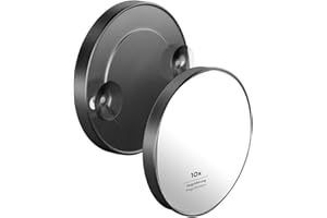PARSA BEAUTY Espejo baño con ventosas (Negro Mate) – Espejo Redondo con Aumento 10x – Mirror Moderno de fácil colocación – Regalos para Mujer