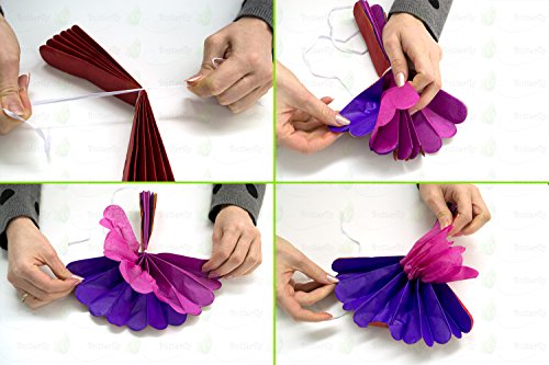 10 Papier Pompons 25cm SET ( grün ) // PomPoms Bommel Papier Kugel Seidenpapier Pompon Blumen - 2