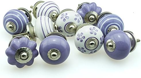 Ceramic Furniture Knobs Assorted Set 10pcs purple 10er_10-780 handpainted porcelain drawer pulls cabinet handles Jay Knopf