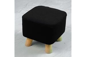 SJH Small Foot stool Cover,Non-slip Ottoman Slipcovers with Elastic Bottom,Stretch&Soft Square Mini Chair Cover,Home Footrest Protector(25-33cm)