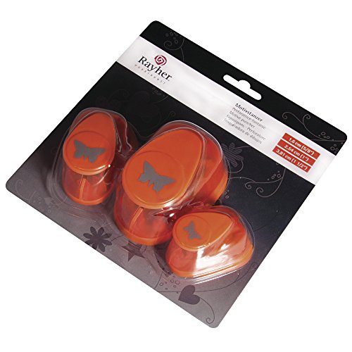 Rayher Motivstanzer Set Schmetterlinge: ø 1,6cm + ø 2,54cm + ø 3,81cm, geeignet für Papier/Karton bis zu 200g/m² - 3