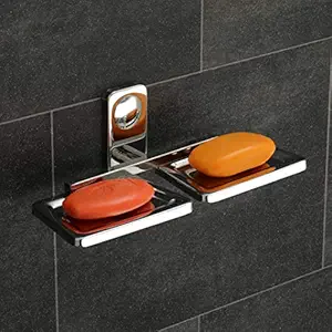 U-S-F BATH ACCESSORIES Retro HIgh Grad Stainless Steel Bathroom soap Holder/Double Soap Dish for Bathroom/soap Stands/Bathroom Accessories-Chrome Finish(Made in India)