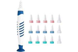 JIAONAYIYI Ear Wax Removal Kit, Ear Cleaner Ear Wax Remover, Spiral Soft Silicone Ear Wax Removal Tool with 16 Washable Tips, Ear Cleaning Kit for Children and Adults (Blue Hot Kit)