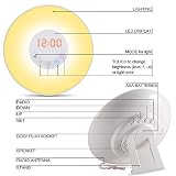 Wecker Lichtwecker Geschenk Wake Up Light Wecker mit Licht ,7 Wecktöne (6 Naturklänge und Radio), 7 Lichtfarben,10 Helligkeitstufen, Sonnenaufgangssimulator, Nachtlicht mit FM Radio, Geschenke für Kinder oder Erwachsene - 3