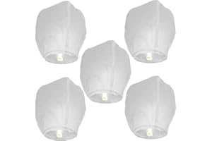 AYNKH 5 Pack Chinese Lantern Floating Sky Lanterns, Biodegradable and Eco Friendly, for Release in Memory and Convey Wishes, Fire Resistant Paper for Eid, Funeral, Outside, Memorial Day