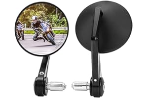 ‎ISSYZONE ISSYZONE Lenkerendenspiegel Motorrad, 2 Stück Motorrad Spiegel mit E Prüfzeichen, CNC Spiegelstange, 360°drehbarer kompatibal für Scooter Roller ATV MT07 MT09 Z750 Cb125R Z900 G310R