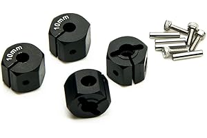 ZuoLan 1 juego de tapones de tuercas hexagonales de aluminio de 12 mm para el modelo de coche teledirigido 1/10 (negro, 10 mm)