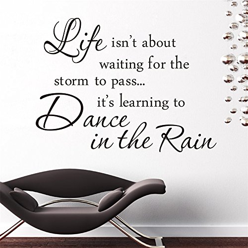 ufengke "LIFE ISN'T ABOUT WAITING FOR THE STORM TO PASS" Zitate und Sprüche Wandsticker,Wohnzimmer Schlafzimmer Entfernbare Wandtattoos Wandbilder