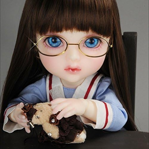 Dollmore Glasses 16 Baby Doll &amp; Mokashura Size - Round Steel Lensless Frames Glasses (Gold)
