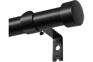 KAMANINA Barra Cortinas Negra 80 a 218 cm, Barra de Cortinas Extensibles Con Remates, 25 mm de Diámetro Barra para Cortina Juego Ajustable, Decorativa Palos para Cortina para Dormitorio y Salon