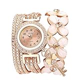 Mode große Zifferblatt Glockenspiel Diamant Leder Armband Dame Womans Armbanduhr,Flowers Geneva Watches Modische Stilvolle Quarzarmband-Damen-Diamantuhr,Beige