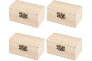 Tucireat Caja de Madera 4 Piezas Caja Madera con Tapa Cofre del Tesoro Caja Madera Decorativa Cajas de Madera para Decorar Pequeñas Cajas Madera para Decorar Caja con Candado Caja Madera Pequeña