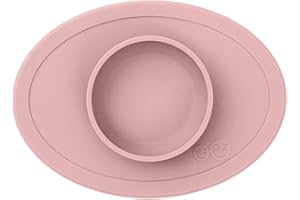 EZ PZ ezpz Tiny Bowl (Blush) - 100% Silicone Suction Bowl with Built-in Placemat for First Foods + Baby Led Weaning - Fits on All Highchair Trays - 6 months+