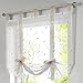 Produktbild URIJK Transparent Gardine Raffrollo Vorhang Blumen Muster Raffgardine Vohang Volievorhang Vorhang Fenster Dekoration für Schlafzimmer Wohnzimmer