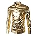 Produktbild WWricotta Men's New Painted Long-Sleeved Shirts with Bright Surface Coating Fashion Shirt(Gold,XXXL)