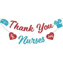Banner Thank You Nurses Week – Rot/blau Glitzernd – Für Abschluss, Feier, Krankenpflege-Tag