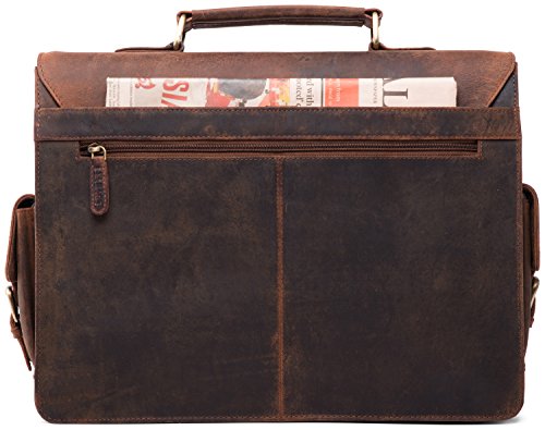 LEABAGS Dayton Aktentasche aus echtem B  ffel-Leder im Vintage Look - Rouge