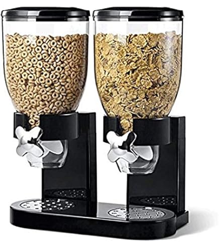 Double Cereal Dispenser With Portion Control - Red & Chrome Food Storage